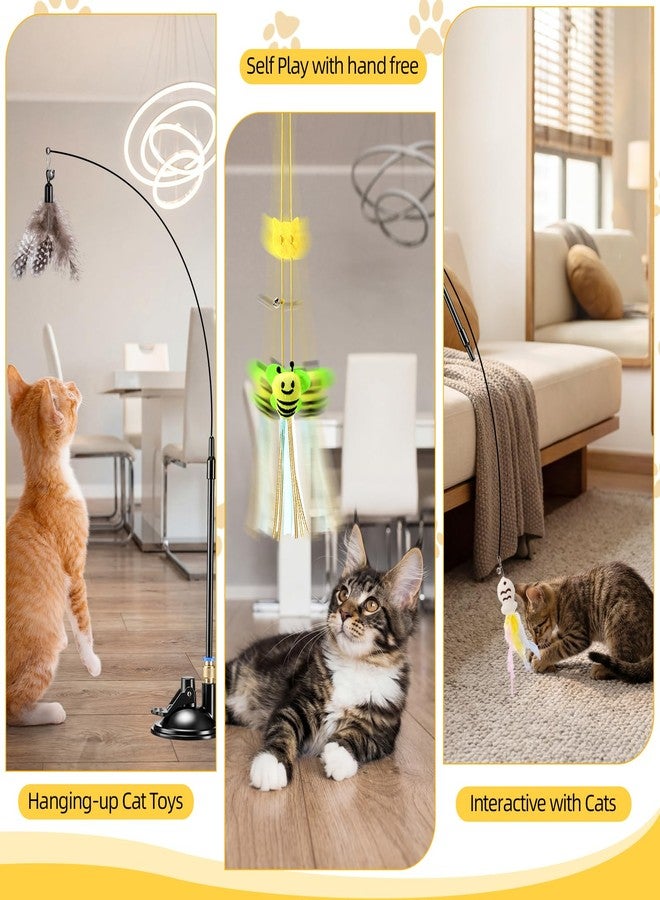 Leitee 40 Pcs Cat Toys 28 Interactive Cat Feather Toy for Indoor, 5 Rustling Tassel Papers, 4 Hanging Door Kitten Toys, 1 Fish Feather and Reusable Suction Cup, 2 Kitten Teaser Wand - Image 5